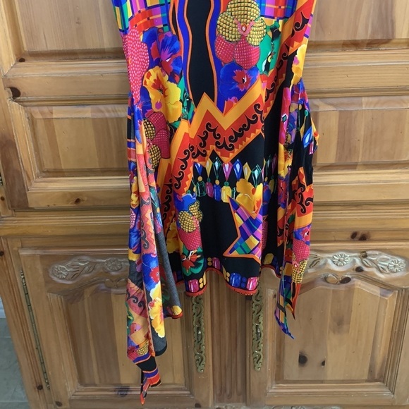 Vintage Pineapple Moon Abstract Faux Wrap Dress - Picture 5 of 8